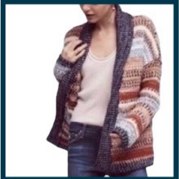 Anthropologie Knitted & Knotted Multi-colour Open Front Cardigan (XS) - Picture 2 of 16